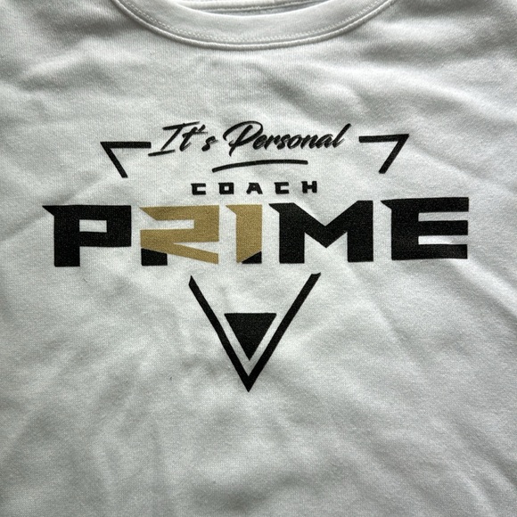 WEAR by Erin Andrews Coach Prime "It's Personal" Sweatshirt White Various Sizes - Picture 2 of 8
